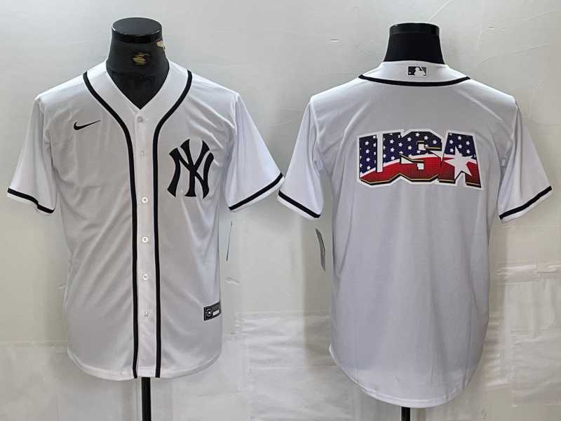 Mens New York Yankees Blank White Cool Base Stitched Jersey->new york yankees->MLB Jersey